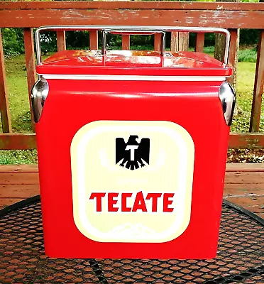 TECATE Beer Water Soda Insulated Beach Party Vintage Metal Cooler Ice Chest • $210