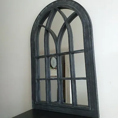 £26.99 • Buy Large Rustic Black Arched Window Style Wall Mirror Vintage Mirror 76 X 51 Cm New