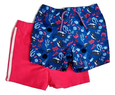 Toddler Boys Two Pairs Swimming Shorts Whales & Sea Creatures 0-3 Months • £9.79