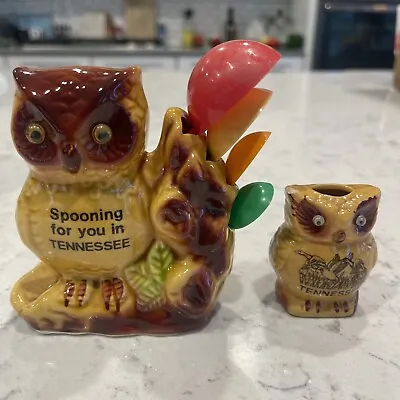 Vintage Owl Measuring Spoon & Toothpick Holder Spooning For You Tennessee BL • $24.95