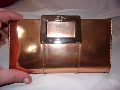 Roger Vivier Belle Clutch Copper  Leather Clutch Bag Gorgeous Color VGC • $299