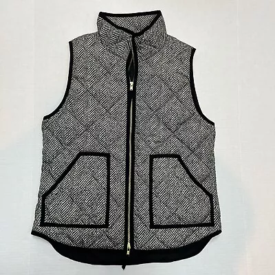 NWT Women's J.Crew Gray Black Herringbone Quilted Zip Up Puffer Vest M Jacket • $38