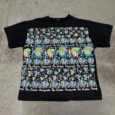 Vintage Neon Fish Art Shirt Adult XL Black All Over Print • $17.95