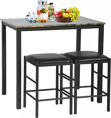 Dining Kitchen Table Dining Set Marble Rectangular Breakfast Wood Dining Room • $94.99