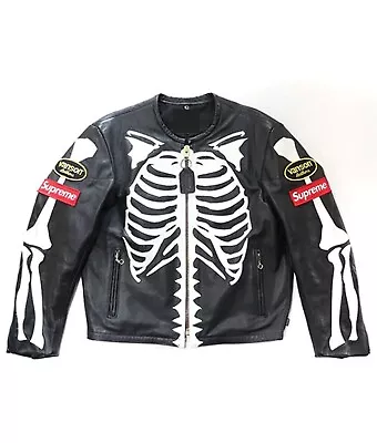Men’s Supreme Vanson Leather Bones Motorcycle Jacket Skeleton Leather Jacket • $76.42