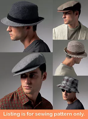 SEWING PATTERN Sew Mens Hats Fedora Newsboy Flat Cap Bucket Hat Vintage 8869 • $15.99