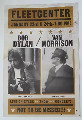 1998 Bob Dylan Van Morrison Fleet Center Boston Concert Tour Poster 14x21  • $112.50