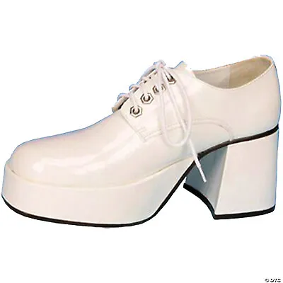 JAZZ02W Mens Classic Retro 70s Disco White Patent Platform Pimp Costume Shoes • $573.24