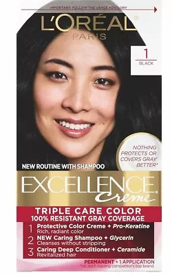 L'Oreal Paris Excellence Creme Permanent Hair Color Black/Shampoo. NIB • $14.99