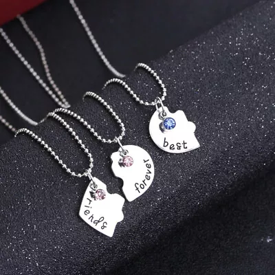  Best Friends Necklace For 3 Bff Necklaces Heart-shaped Gifts • $8.85