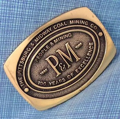 Pittsburg Midway Coal Mining Co Belt Buckle 100 Years 1885 1985 Vtg 80s  .MMR774 • $49.98