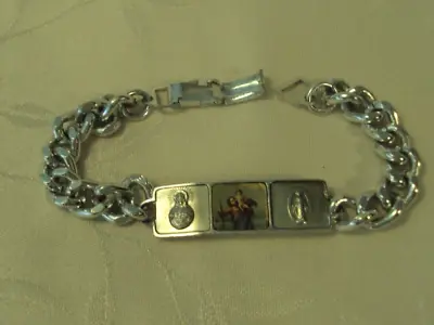 Vintage Silver Tone Id Bracelet  Sacred Heart Blessed Mother Child Germany #rel • $13.99