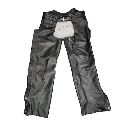 Harley Davidson Men's Black Leather Outrider Biker Motorcycle Riding Chaps Med • $65