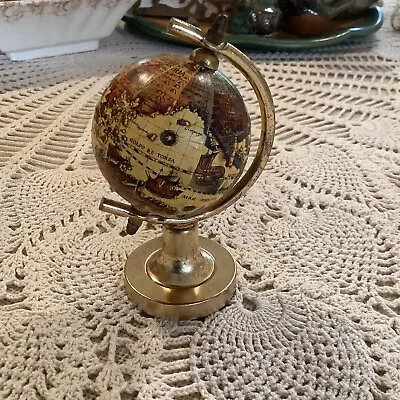 Vintage Mini Gold World Globe Made In Japan 4  Home Decor • $19.99