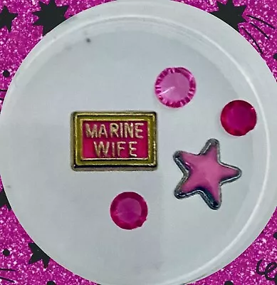 MARINE WIFE In DARK PINK Floating Charms & Rhinestones For Memory Lockets • $2.10