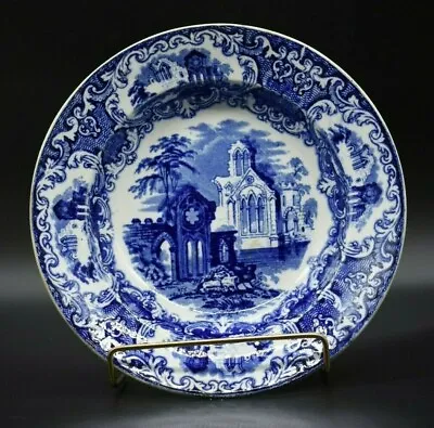 Petrus Regout Abbey Soup Bowl Blue Transferware Maastricht Holland Cathedral • $28