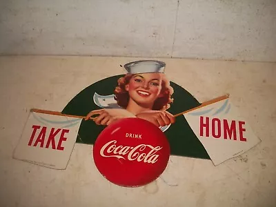 Vintage 1952 Coca Cola Military Service Navy Girl Cardboard Die Cut Sign 11  X 7 • $99.95