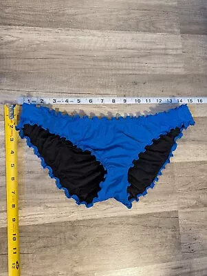 Victoria's Secret Blue Ruched Ruffle Cheeky Swim Bikini Bottom • $5