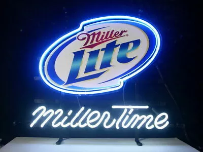 Miller Time Miller Lite Neon Sign Light Man Cave Nightlight For Bar Pub 14 X9  • $75