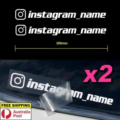 2 X Instagram Handle Name Stickers Personalised Custom Car Window Decal Sticker • $9.99