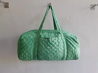 Women Large Travel Duffle Bag Beautiful Silk Green Floral Print Quilted Bag • $44.95