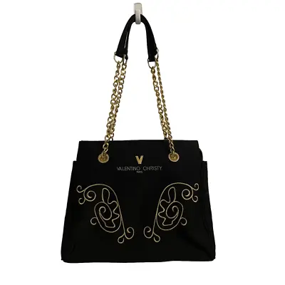 Vintage Valentino Christy Paris Black Gold Chain Bag • $150