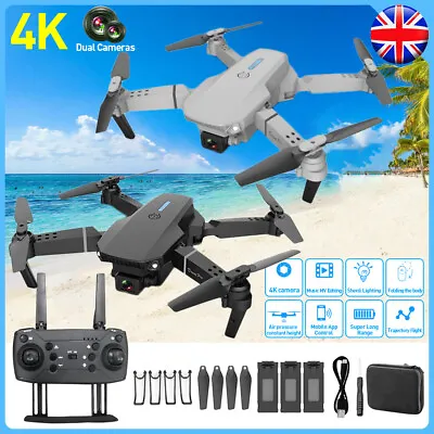 4K HD 3 Batteries Drone X Pro Selfie Camera WIFI FPV GPS Foldable RC Quadcopter • £21.99