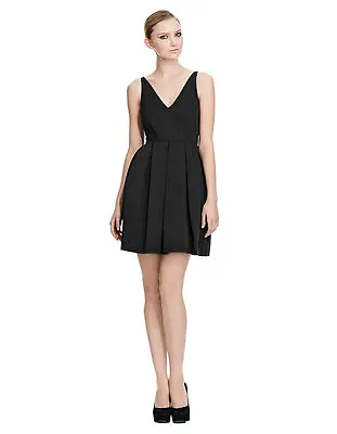 New Z Spoke Zac Posen New York Black Fitted Mini Lisbeth Dress Size 14 $225 • $95