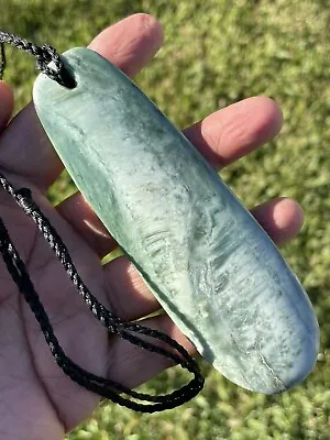 127mm CHATOYANT Maori Greenstone Pounamu RARE NZ INANGA JADE V BIG KURU/PENDANT! • $283.50