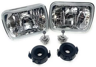 7X6 Crystal Clear Glass Lens Headlight H4 Halogen Light Bulb Headlamp Pair • $36.99