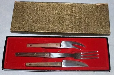 Vtg VERNCO Carving Set Stainless Steel Mid Century Modern 3 Pc Knife Fork • $14.99