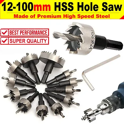 £4.19 • Buy HSS Hole Saw Drill Bits 12-100 Mm Stainless Steel Metal, Wood Cutter Hole Saw 