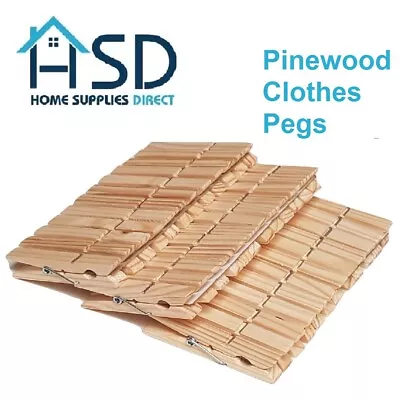 Wooden Clothes Pegs Clips Pine Wood Washing Line Airer Laundry Sprung Garden Peg • $50.57