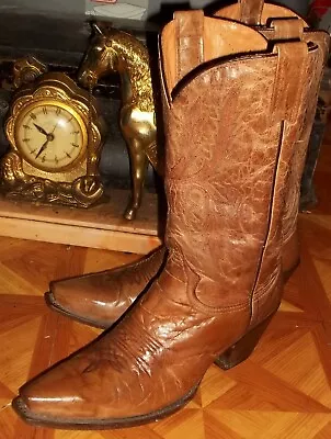 VINTAGE JOHN B STETSON Cowboy Boots STETSON Pointed Toe Western Goat Boots 8.5 • $129