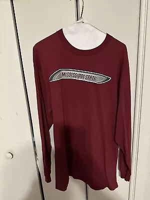 Vintage Mississippi State Bulldog Long Sleeve Maroon Shirt Size Large • $32.40