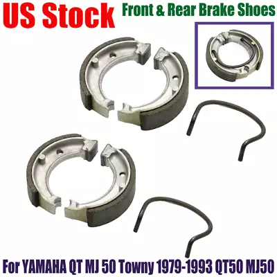 Fit YAMAHA QT MJ 50 Towny 1979-1993 QT50 MJ50 FRONT & REAR BRAKE SHOES+Springs • $19.89