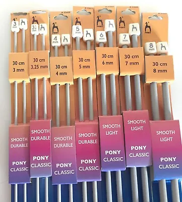 Pony Classic Single Pointed Knitting Needles - 30 Cm  - Various Sizes In Stock. • £2.09