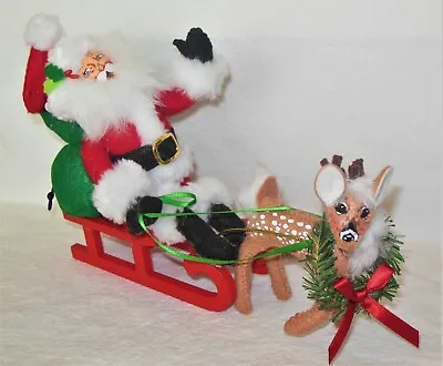 $32 • Buy Annalee Doll Santa On Sleigh Reindeer 2016 Christmas ~ Retired ~ Posable!