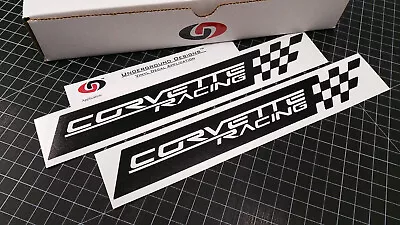 Corvette Racing Checkered Decals (2pk) C5 C6 C7 C8 Stickers Stingray Z06 LSX LTX • $13.95