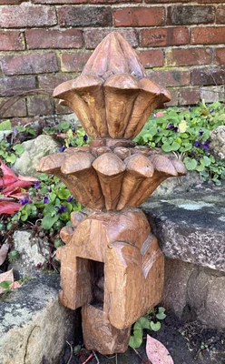£168 • Buy Reclaimed Antique Staircase Newel Finial Hand Carved Oak Wood Unique Decorative