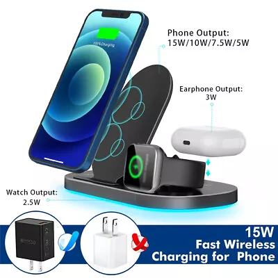 Wireless Charger Dock Charging Station 3 In 1 For Apple Watch IPhone 13 12 11 XS • $50.99