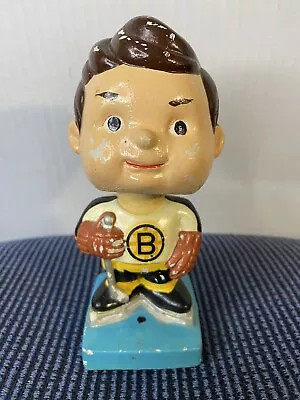 Vintage 1960s Boston Bruins Blue Square Base Mini Nodder Bobblehead Ceramic • $320.98