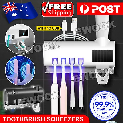 Toothpaste Dispenser Toothbrush Holder With UV Steriliser Automatic Squeezers • $13.85