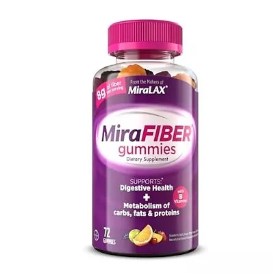 MiraLAX: MiraFIBER Gummies Daily Prebiotic Fiber Fruit Flavored Gummies 72 Ct • $18.36