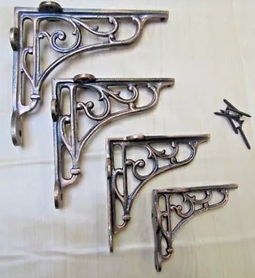 Cast Iron Vintage Rustic Victorian Scroll Shelf Support Brackets Wall Mounted  • £10.99