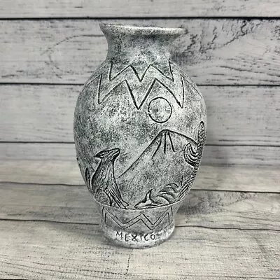 Old Mexican Clay? Pottery Engraved Southwest Design Black Wolf Cactus Aztec • $60