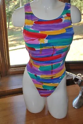 Danskin Thong Leotard Bodysuit Vintage 80s 90s Tank Adult M High Legs Barbie • $99.95