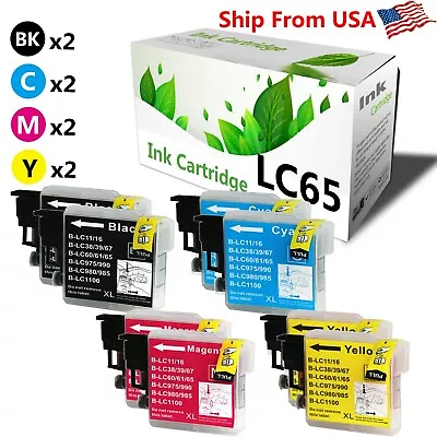 8-PK Brother LC65 Ink Cartridge For MFC-J410w J415W J615W J630W 255CW 250C • $7.13