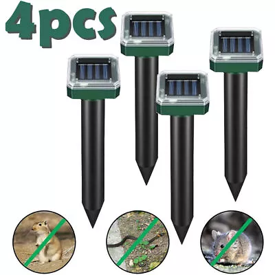 4 PK Solar Power Ultrasonic Mice Gopher Mole Pest Snake Repellent Repeller • $15.99