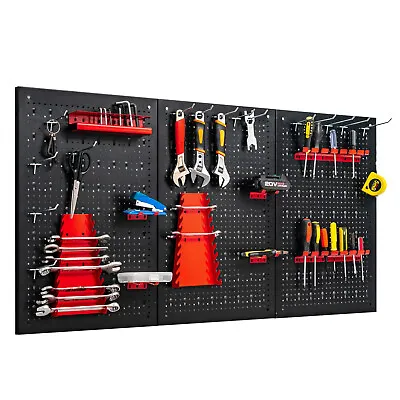 Pegboard Wall Organizer Kit 4'.Metal Toolboard With 3 Pegboards & 25 Accessories • $54.99